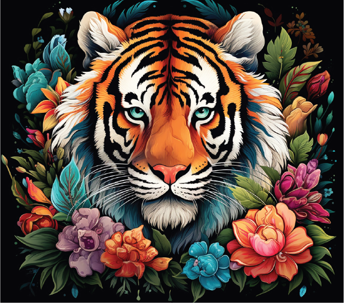Colorful Flowered Tiger 20oz
