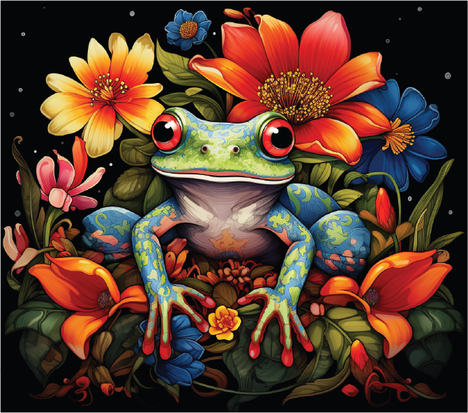 Colorful Flowered Frog 20oz