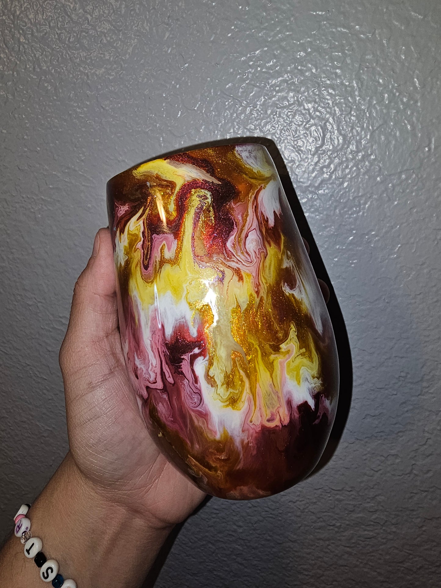 Golden Ember 14oz Resin Stemless Wine Glass