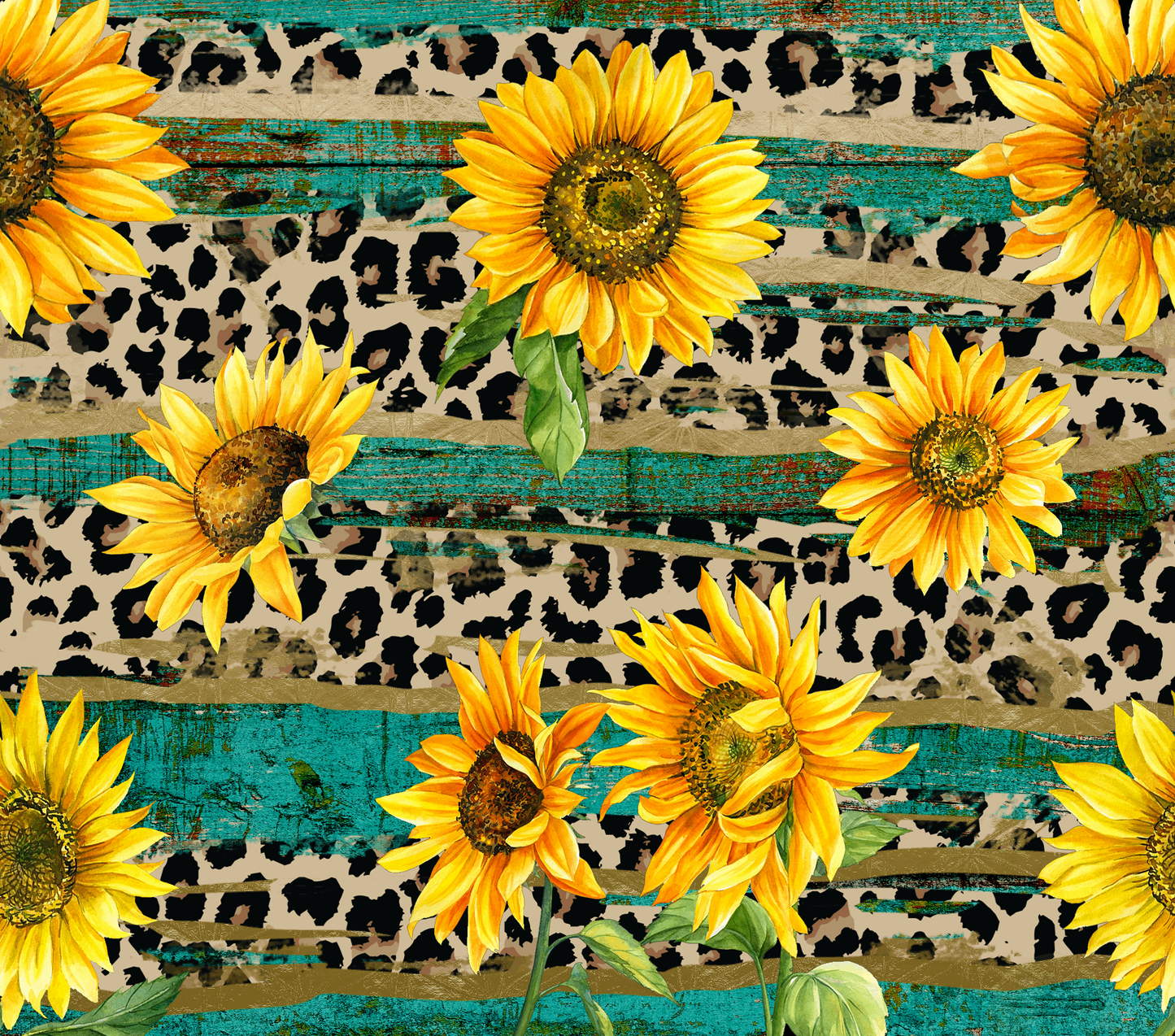 Leopard & Blue Wood Stressed Sunflower 20oz