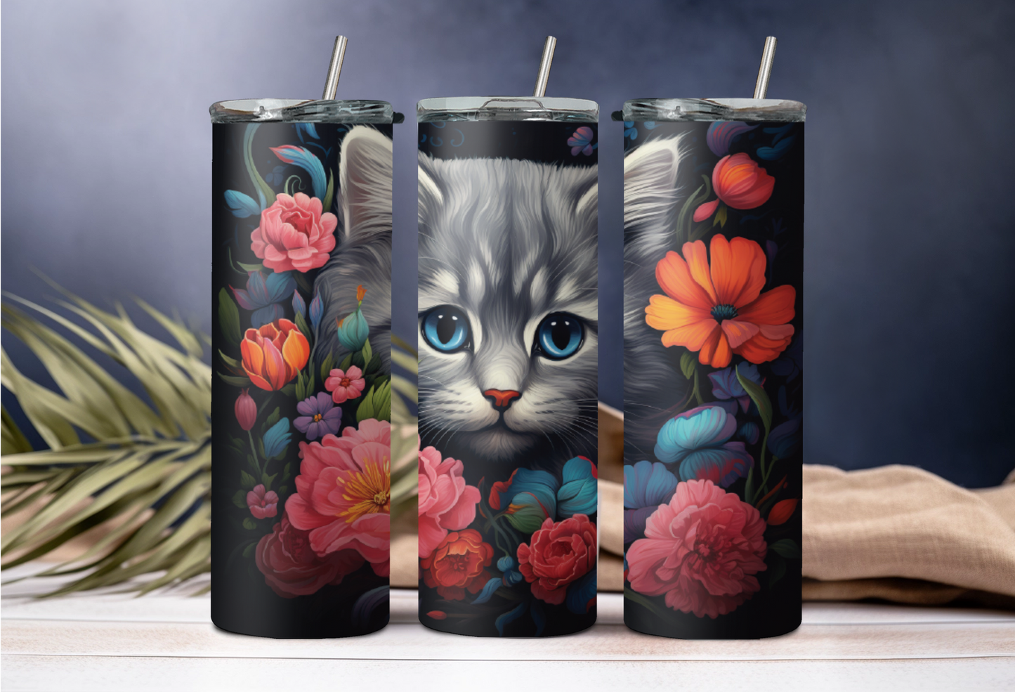 Colorful Flower Cat 20oz