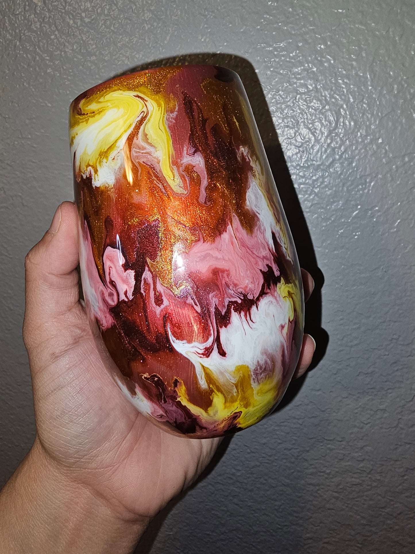 Golden Ember 14oz Resin Stemless Wine Glass