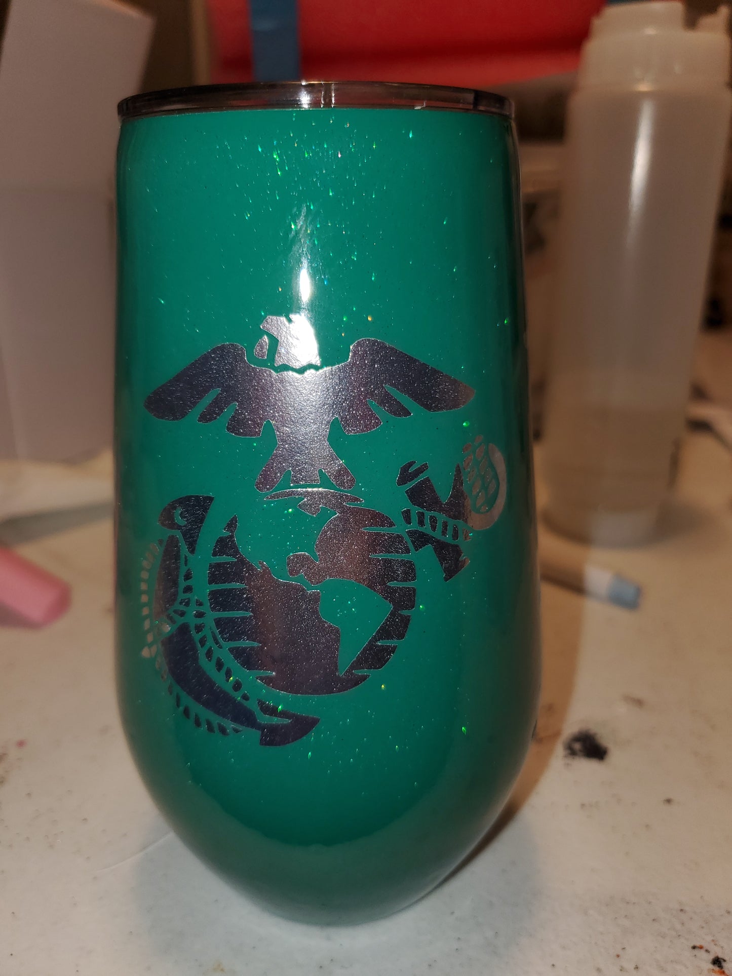 17 oz Stemless Custom Glitter Wine Glass